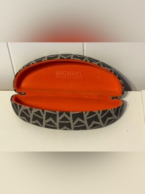 MICHAEL Michael Kors Black Signature Logo Sunglasses Case with Orange Interior